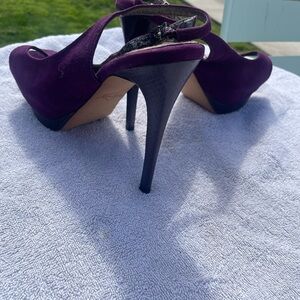 Elegant Suede Purple Women's Platform Heels
